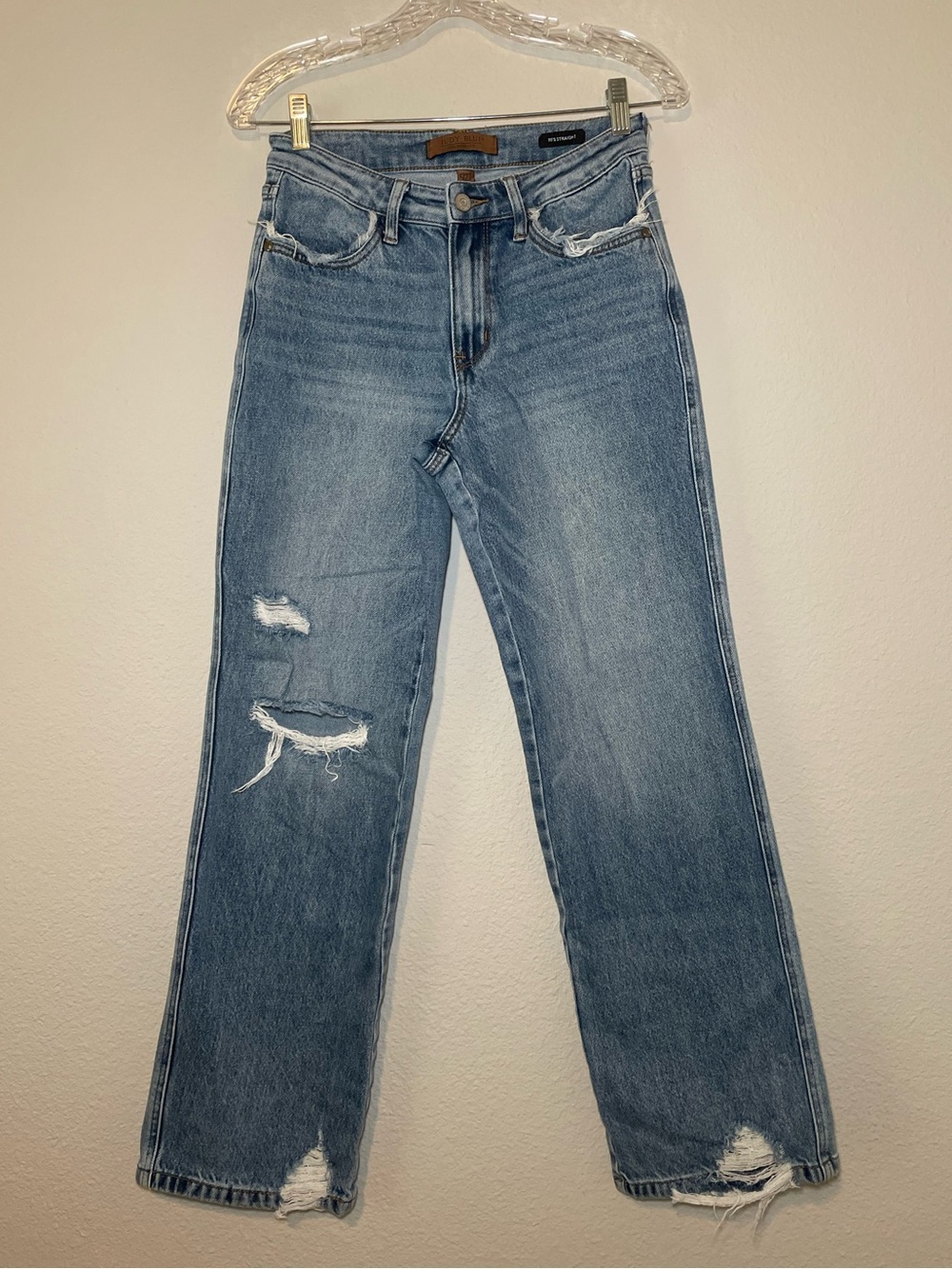 Judy Blue 90’s Straight Fit Jeans Women’s Sz 5/27 Distressed Style JB881038